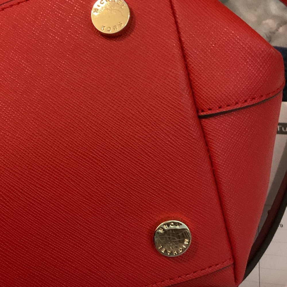 Michael Kors Red Shoulder Bag with Gold Accents tote bag. - Picture 9 of 9